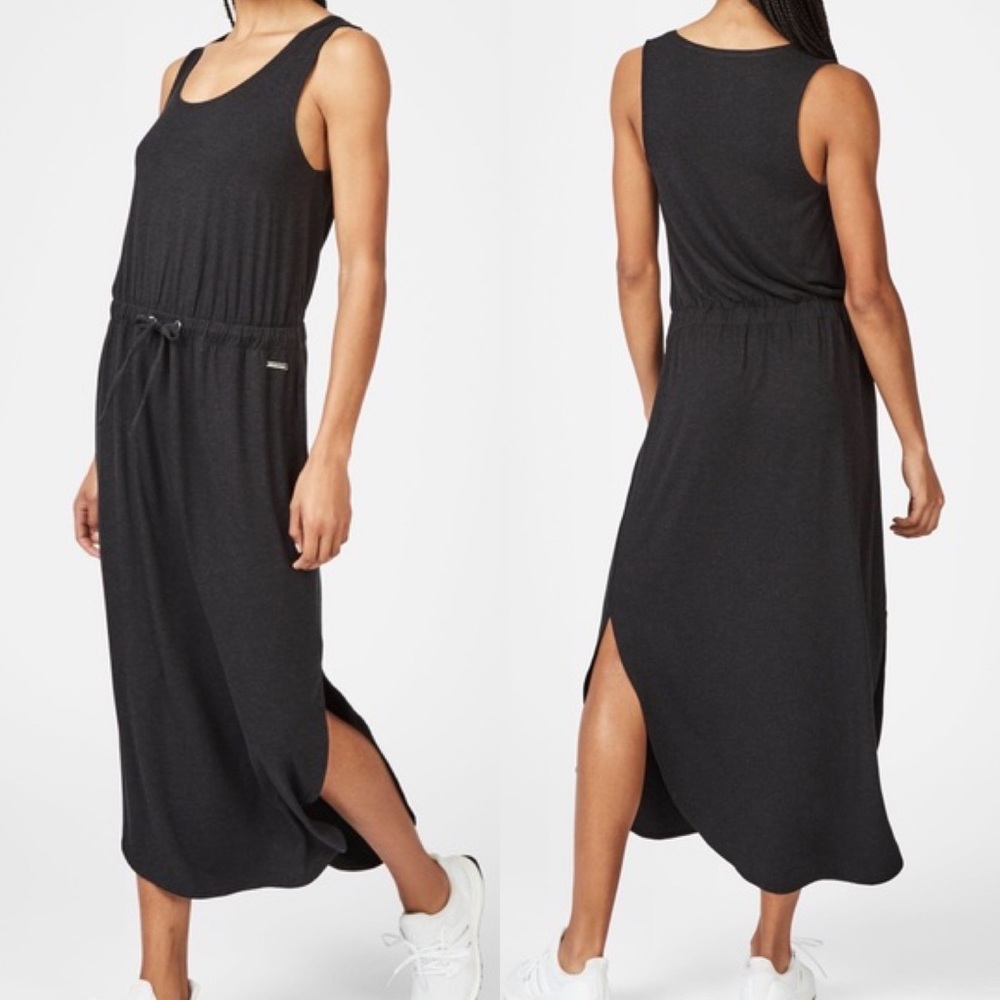 SWEATY BETTY BLOOM CHARCOAL GRAY MIDI TANK DRESS SIZE SMALL